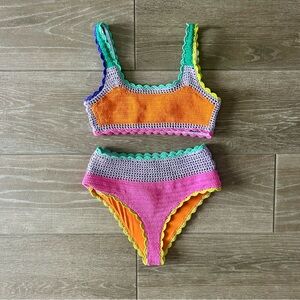 Beach Riot Technicolor Rays Crochet Bikini Set